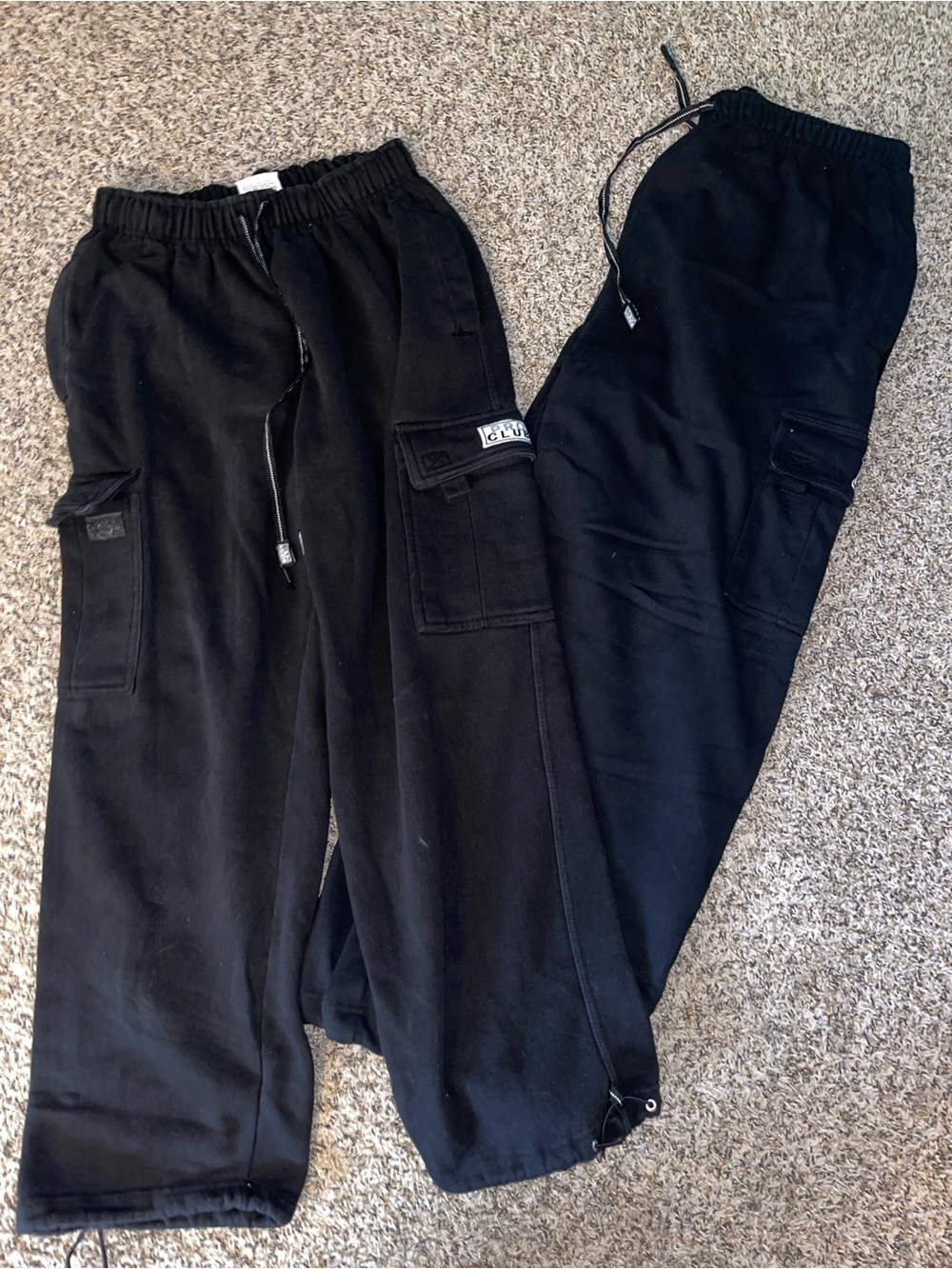 Men & Women’s Black Cargo Sweatpants — Casual Drawstring Joggers